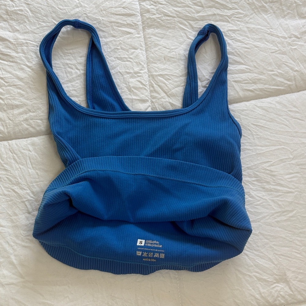 Blue Ribbed Tank Top - Picture 3 of 3